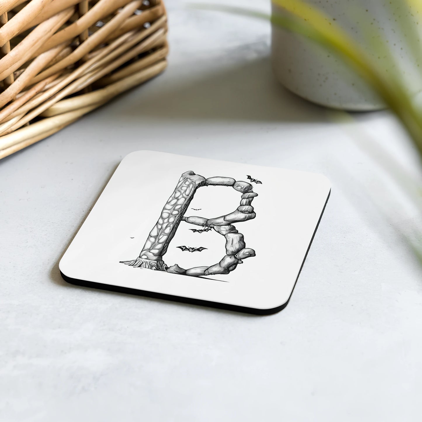 Phonics Letter Art – B für Fledermaus: Untersetzer mit Korkrückseite (1 Stück)