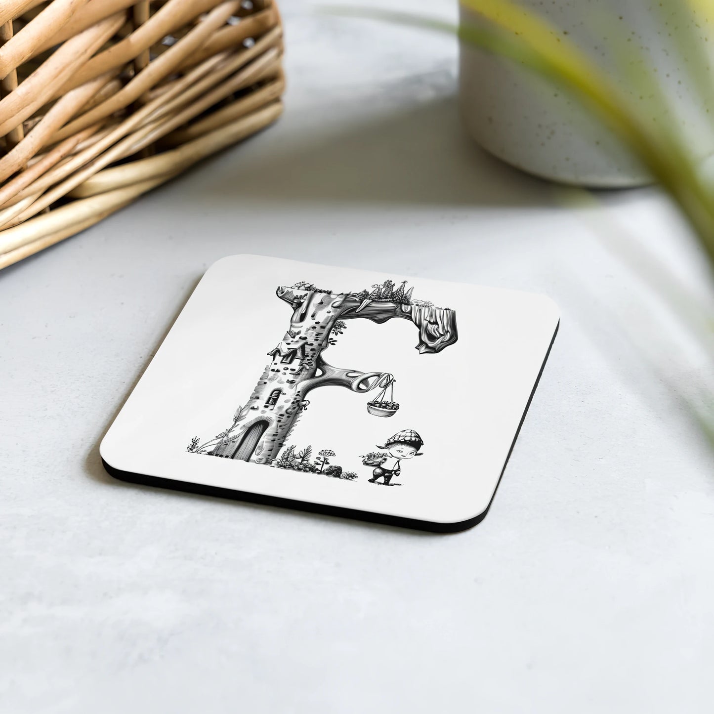 Phonics Letter Art – E für Elf: Untersetzer mit Korkrückseite (1 Stück)