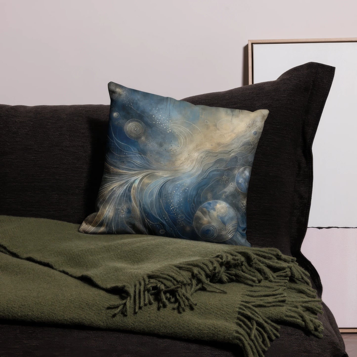 Abstract Art Pillow: Reflective Resonance