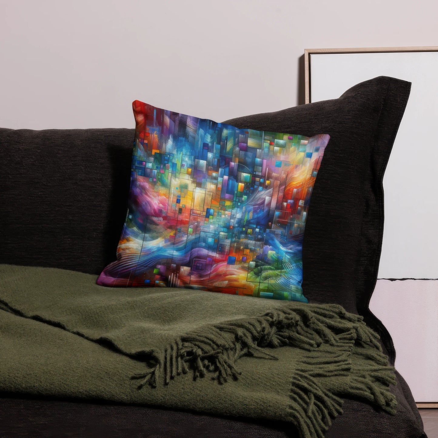 Abstract Art Pillow: Data Spectrum Symphony