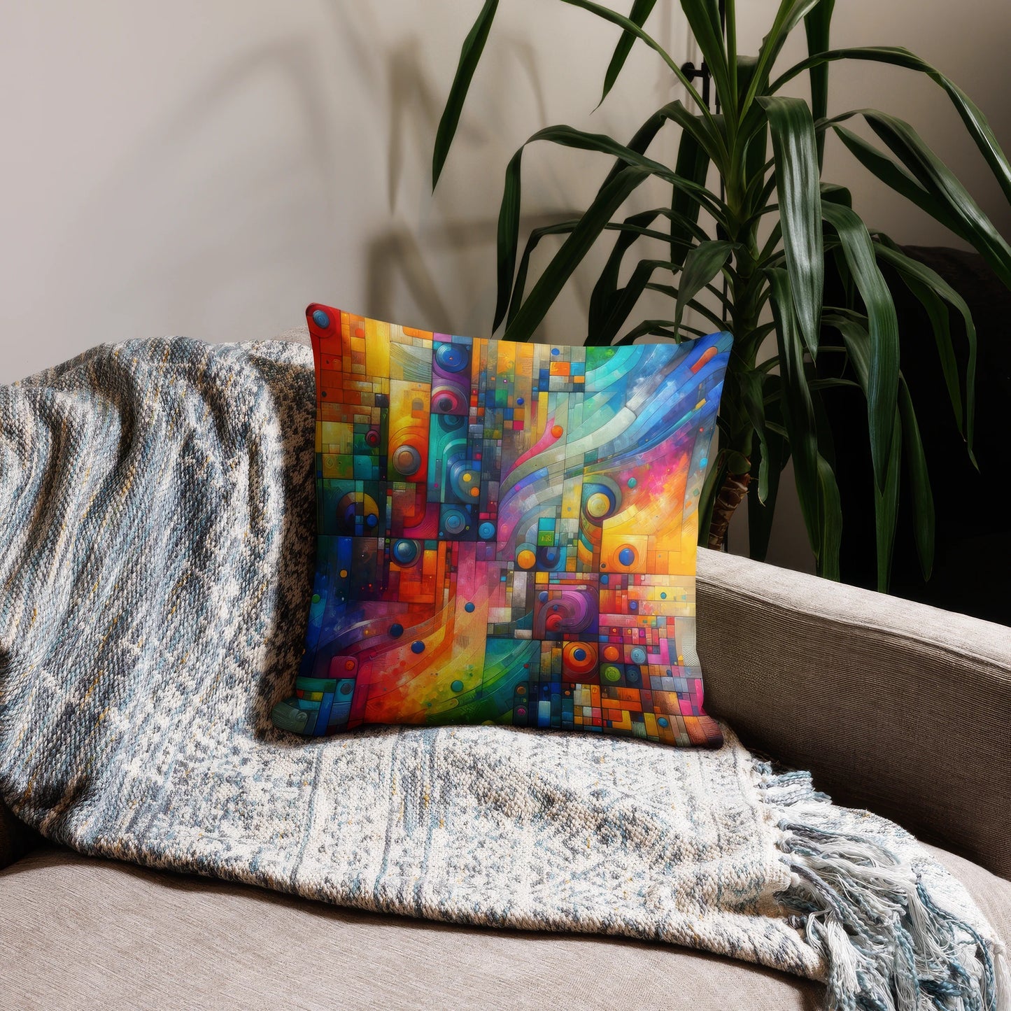 Abstract Art Pillow: Innovation Spectrum