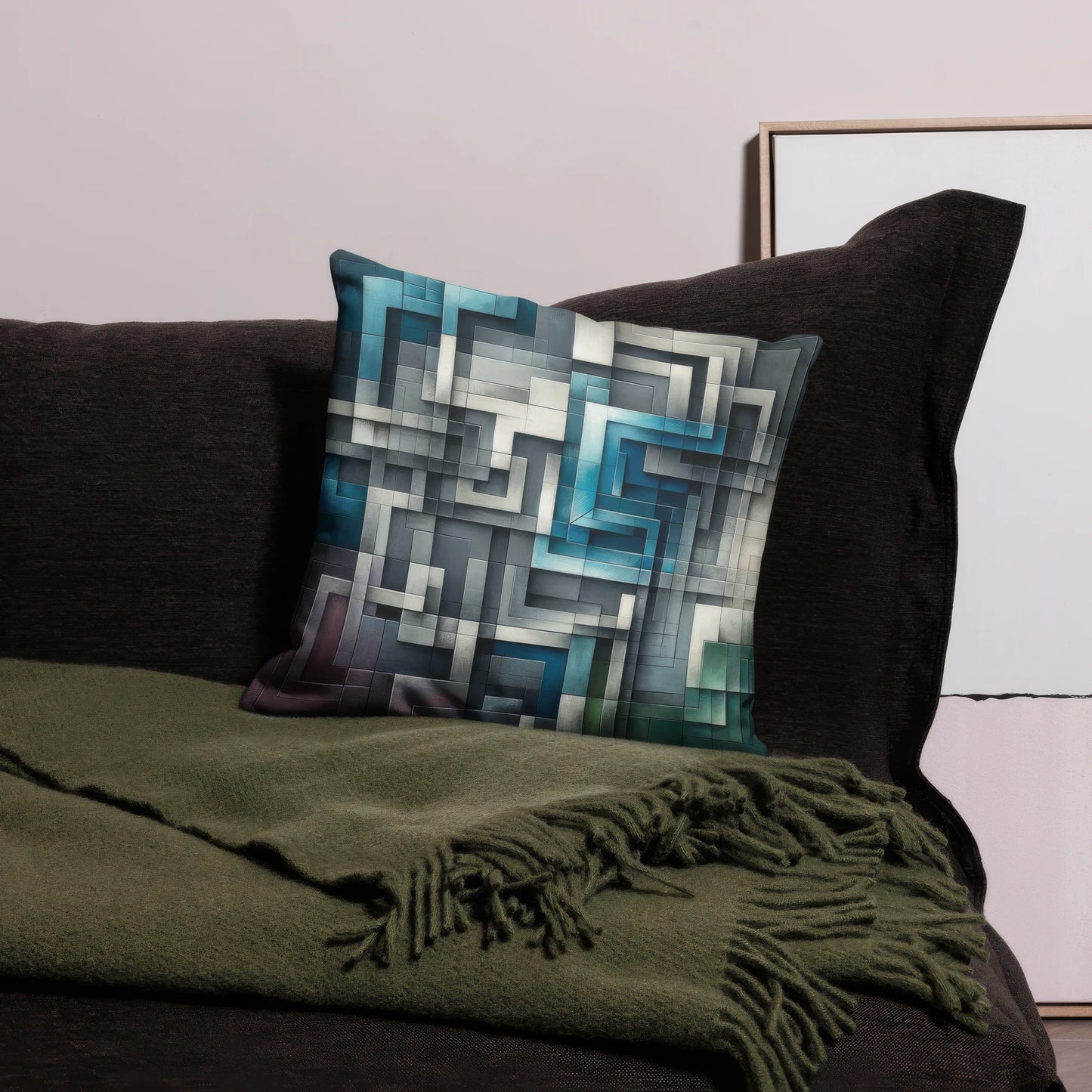 Abstract Art Pillow: Analytical Depth