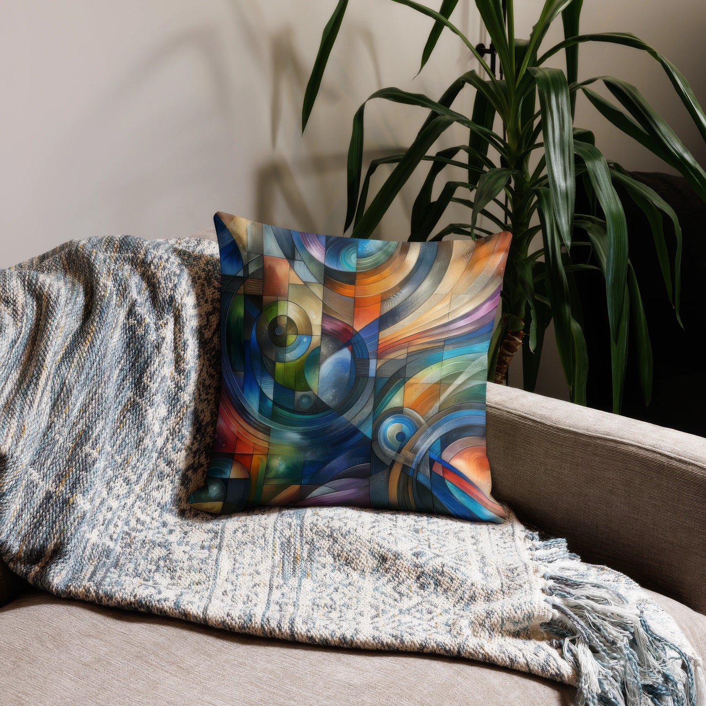 Abstract Art Pillow: Synergy in Motion