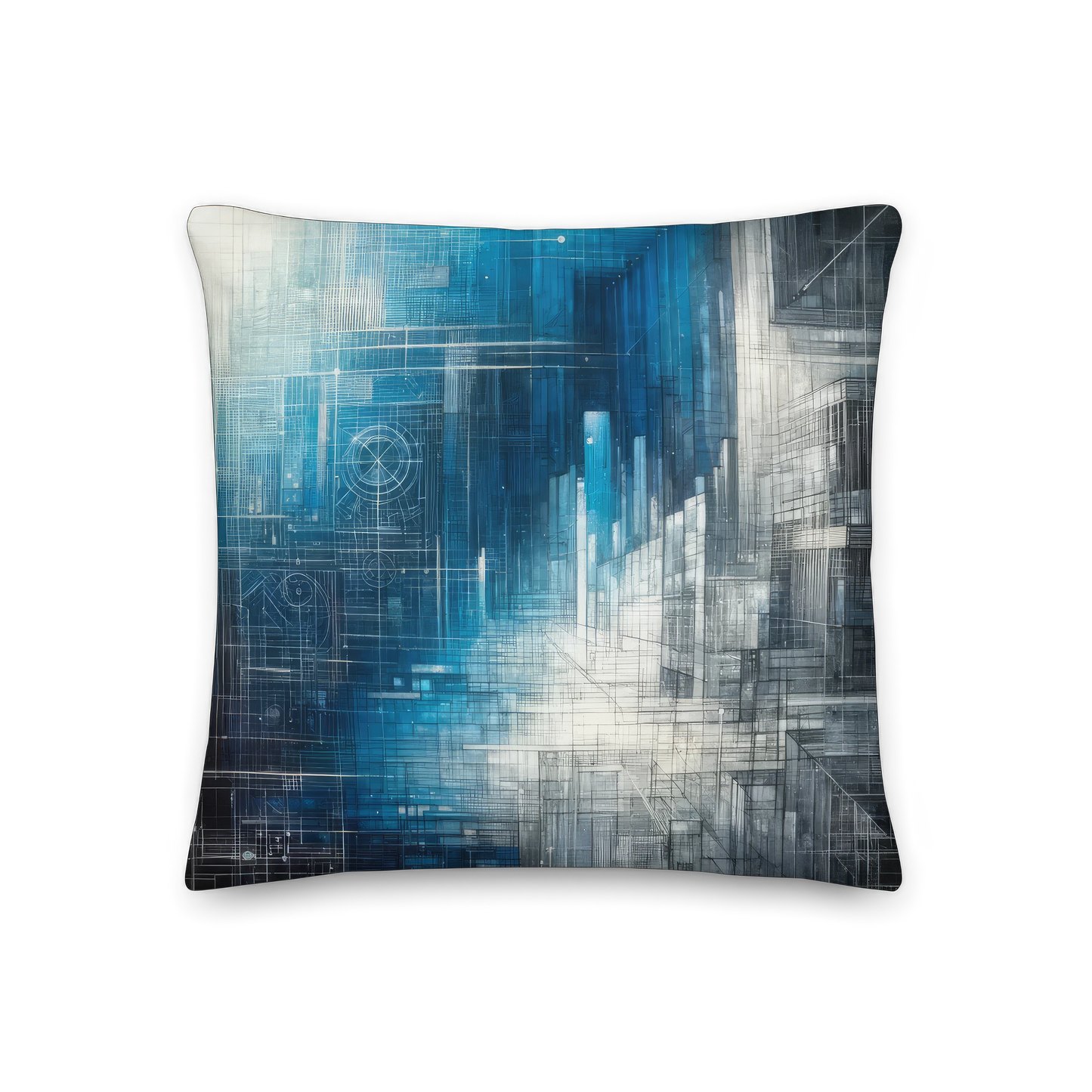 Abstract Art Pillow: Blueprints of Tomorrow