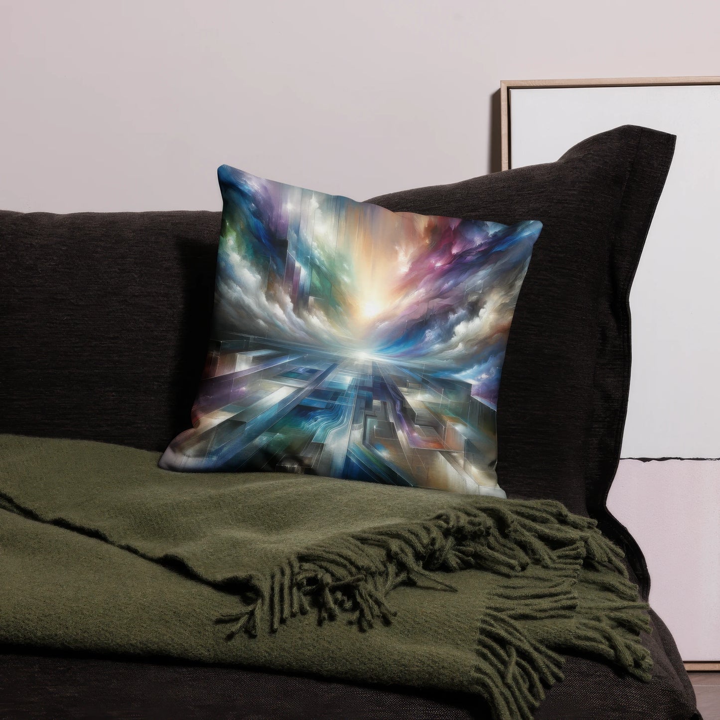 Abstract Art Pillow: Visionary Horizons