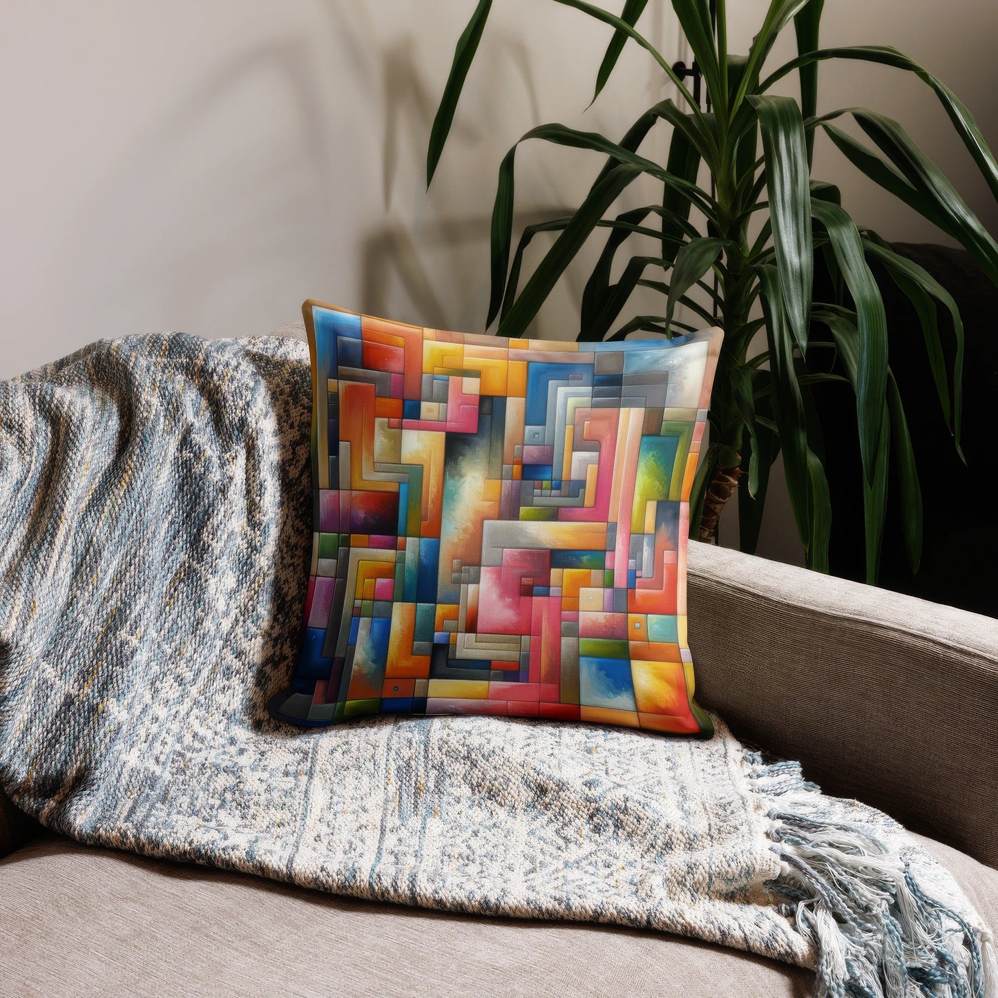 Abstract Art Pillow: Harmony in Diversity