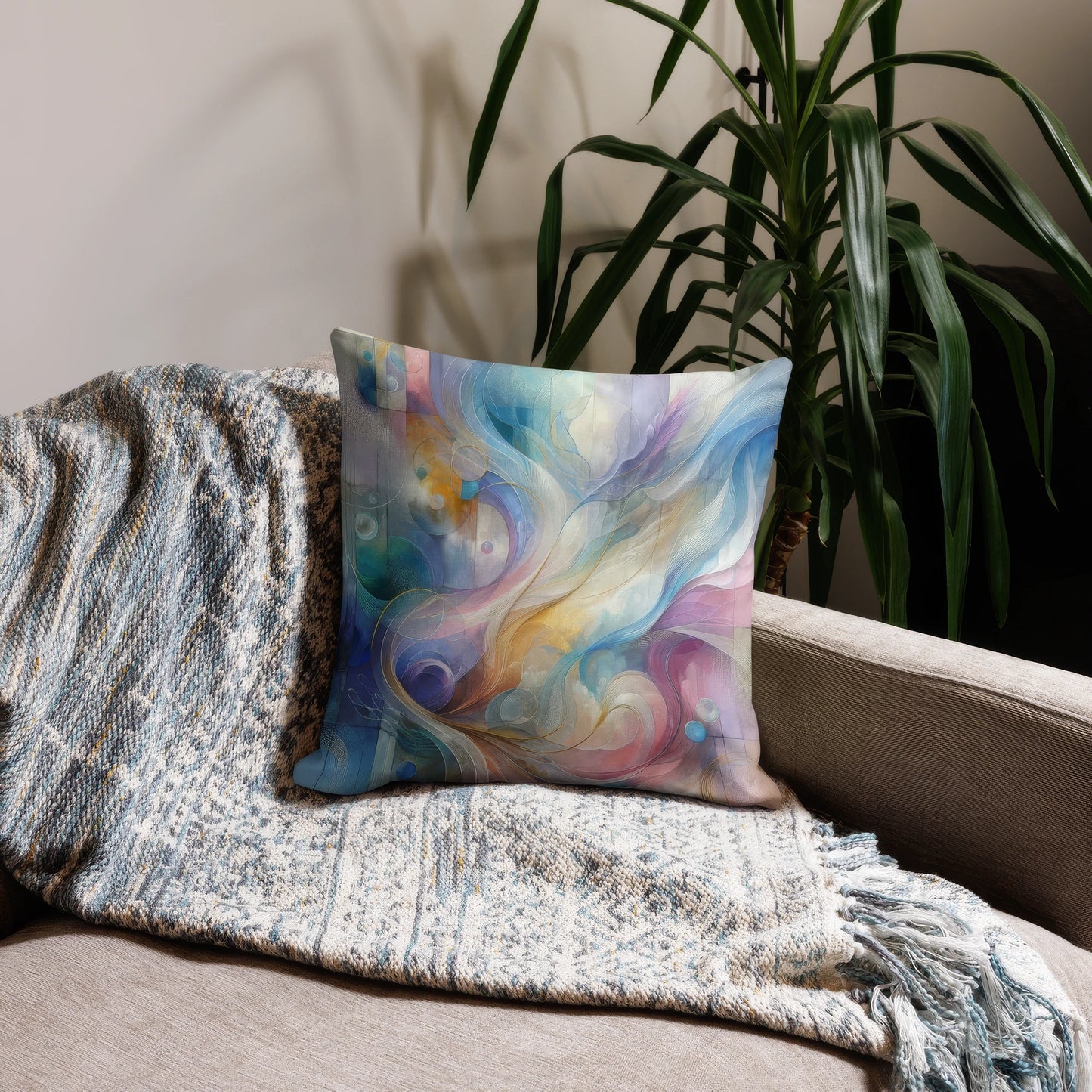 Abstract Art Pillow: Resonance of Realms