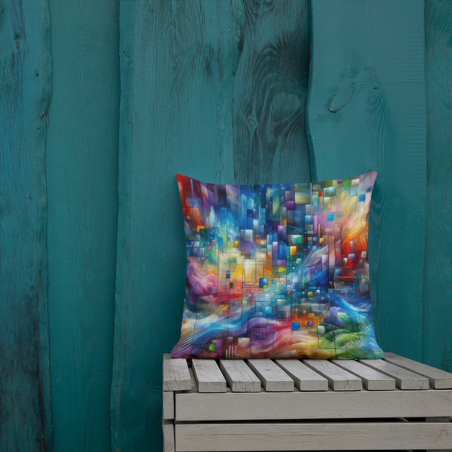 Abstract Art Pillow: Data Spectrum Symphony