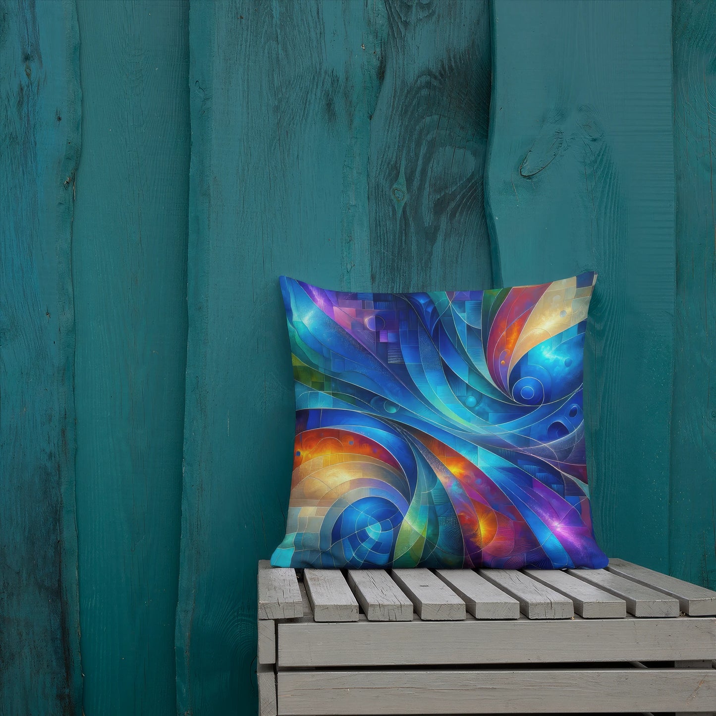 Abstract Art Pillow: Futurescape Tapestry