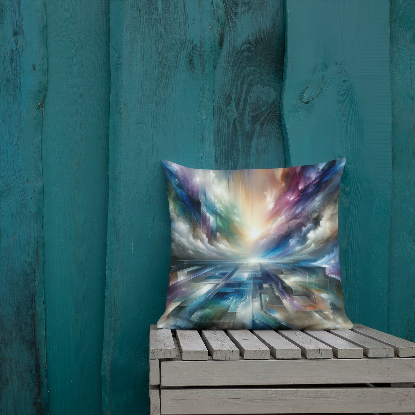 Abstract Art Pillow: Visionary Horizons