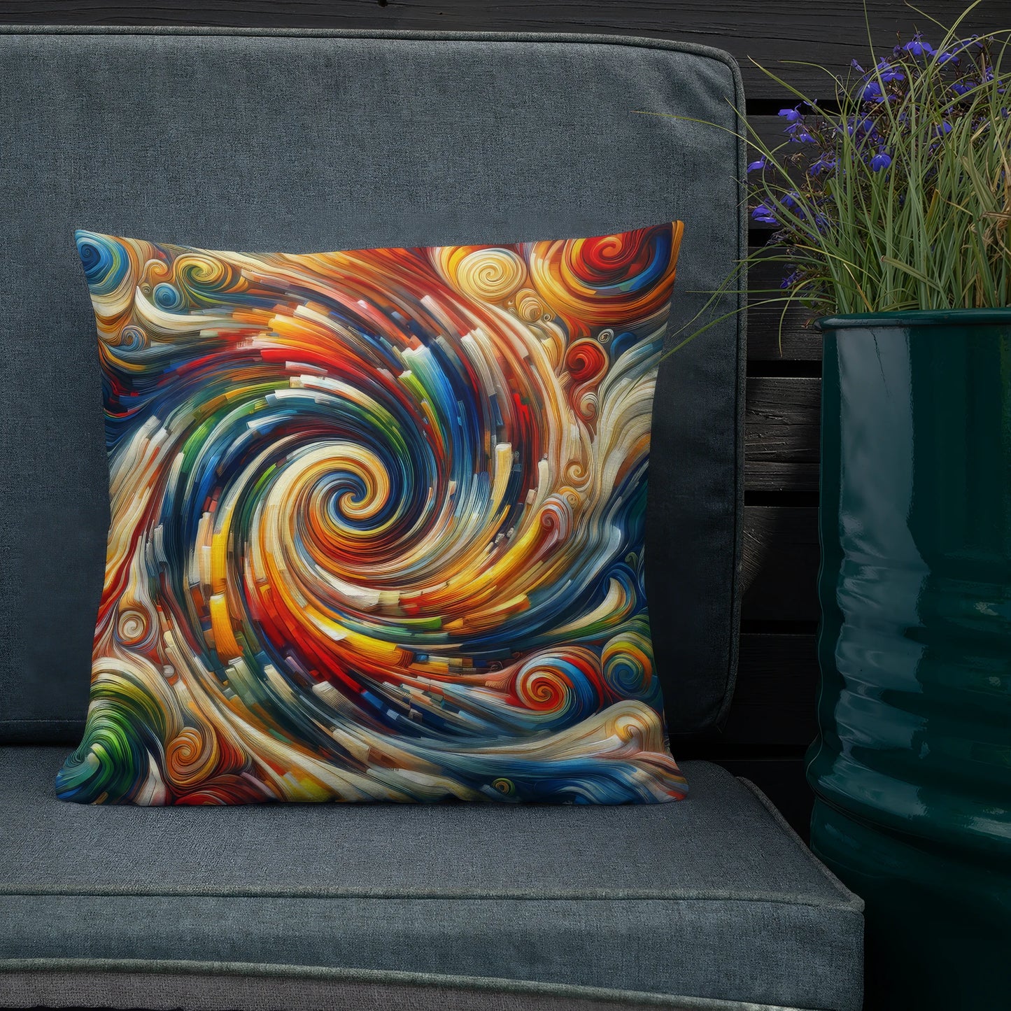 Abstract Art Pillow: Dynamic Whirl