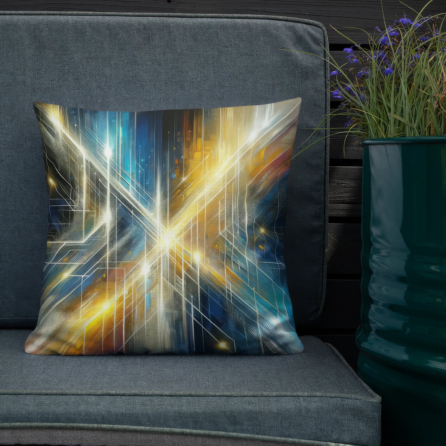 Abstract Art Pillow: Illuminated Pathways