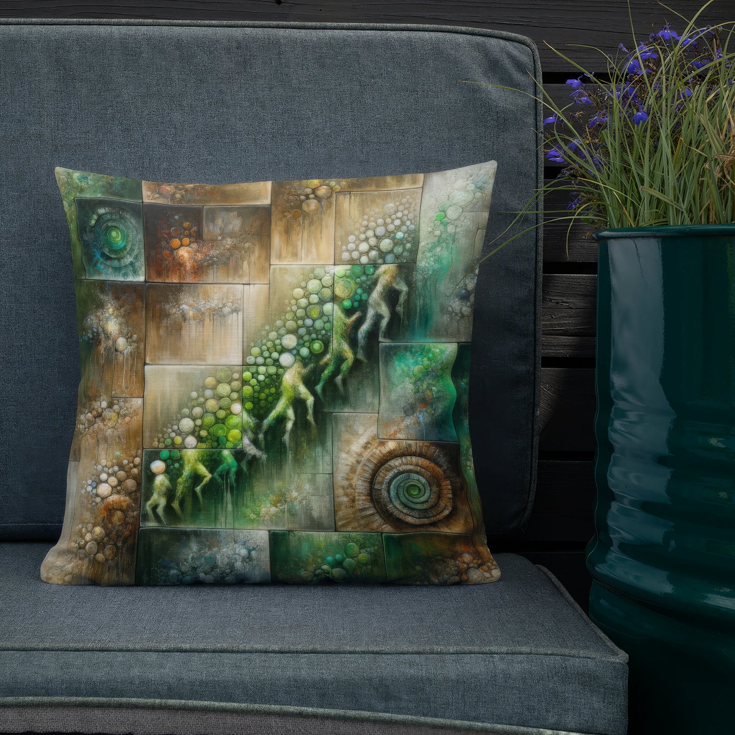 Abstract Art Pillow: Echoes of Evolution