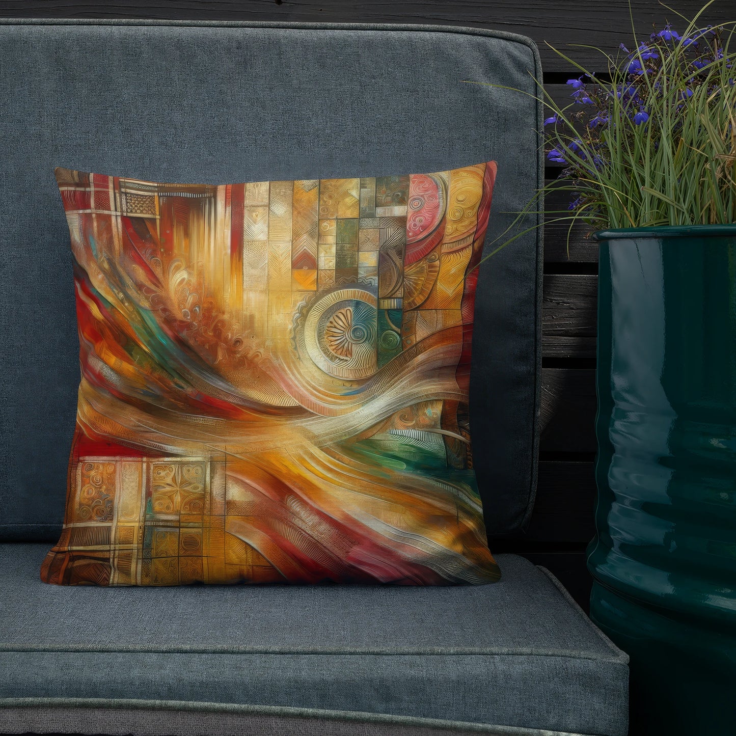 Abstract Art Pillow: Tapestry of Gratitude