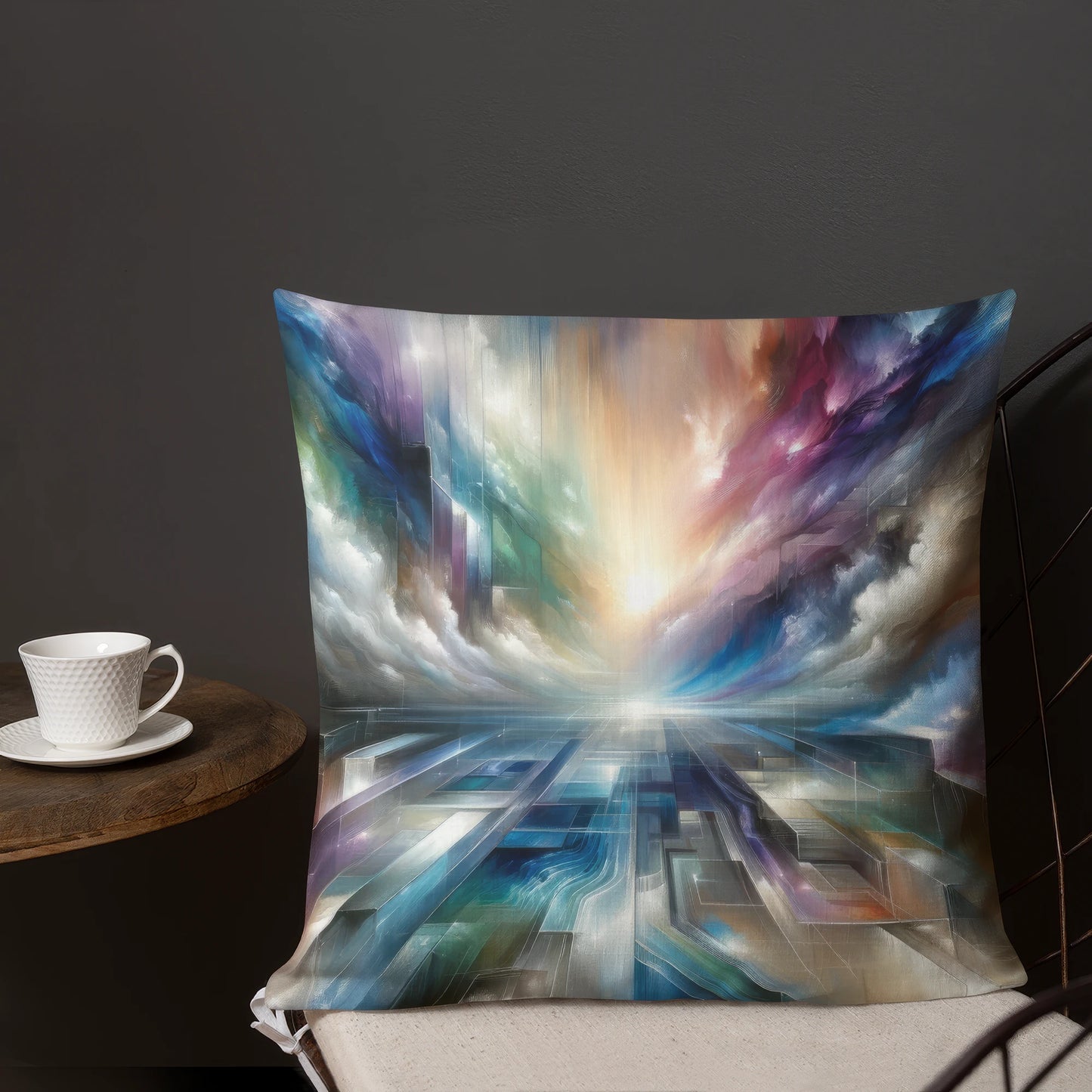 Abstract Art Pillow: Visionary Horizons