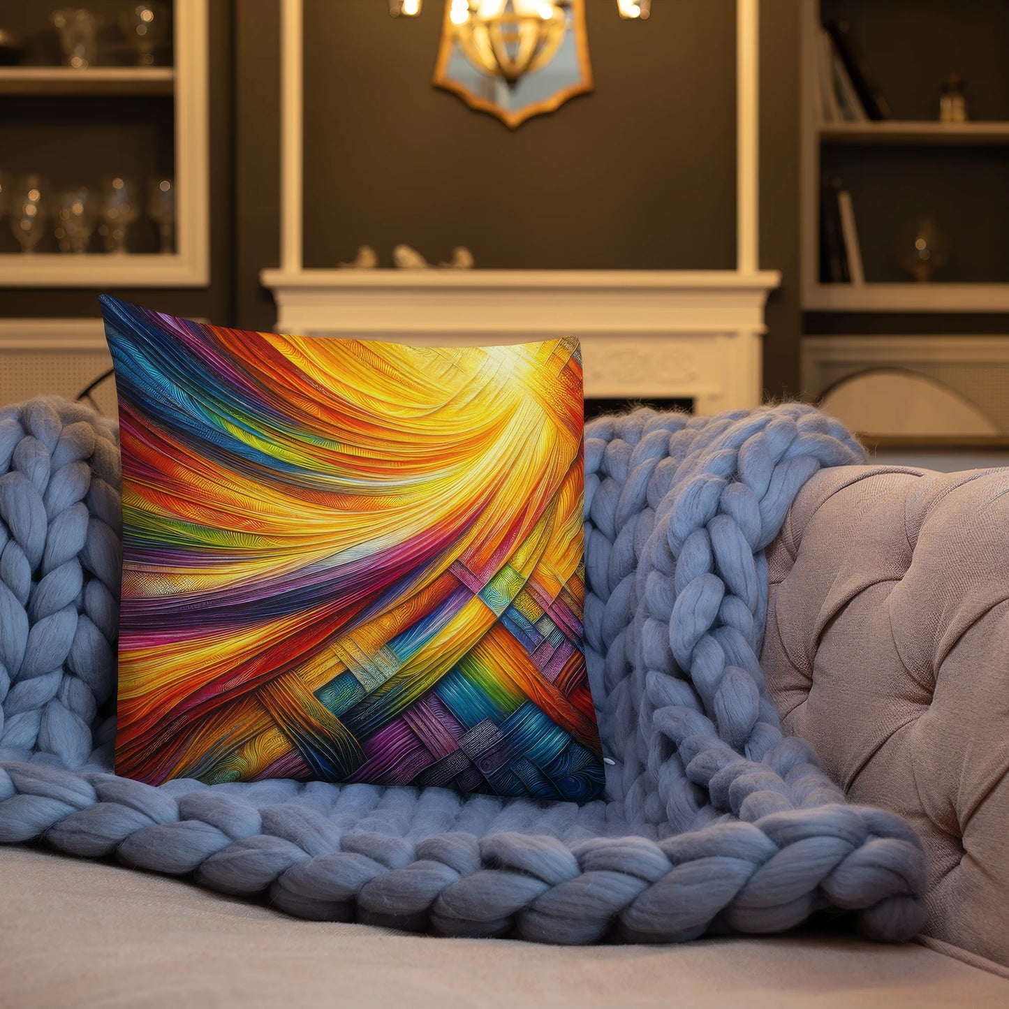 Abstract Art Pillow: Luminous Tapestry