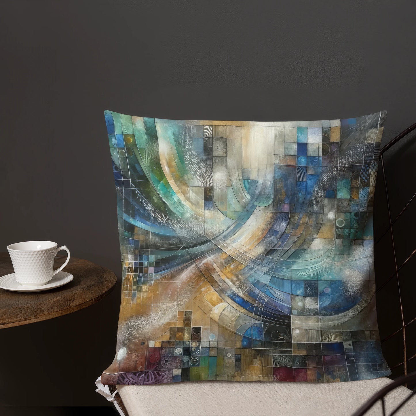 Abstract Art Pillow: Confluence of Insights