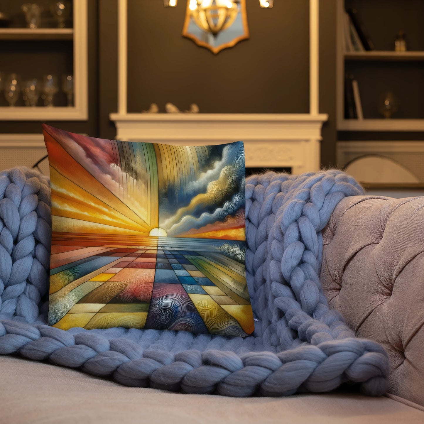 Abstract Art Pillow: Harmony of Horizons