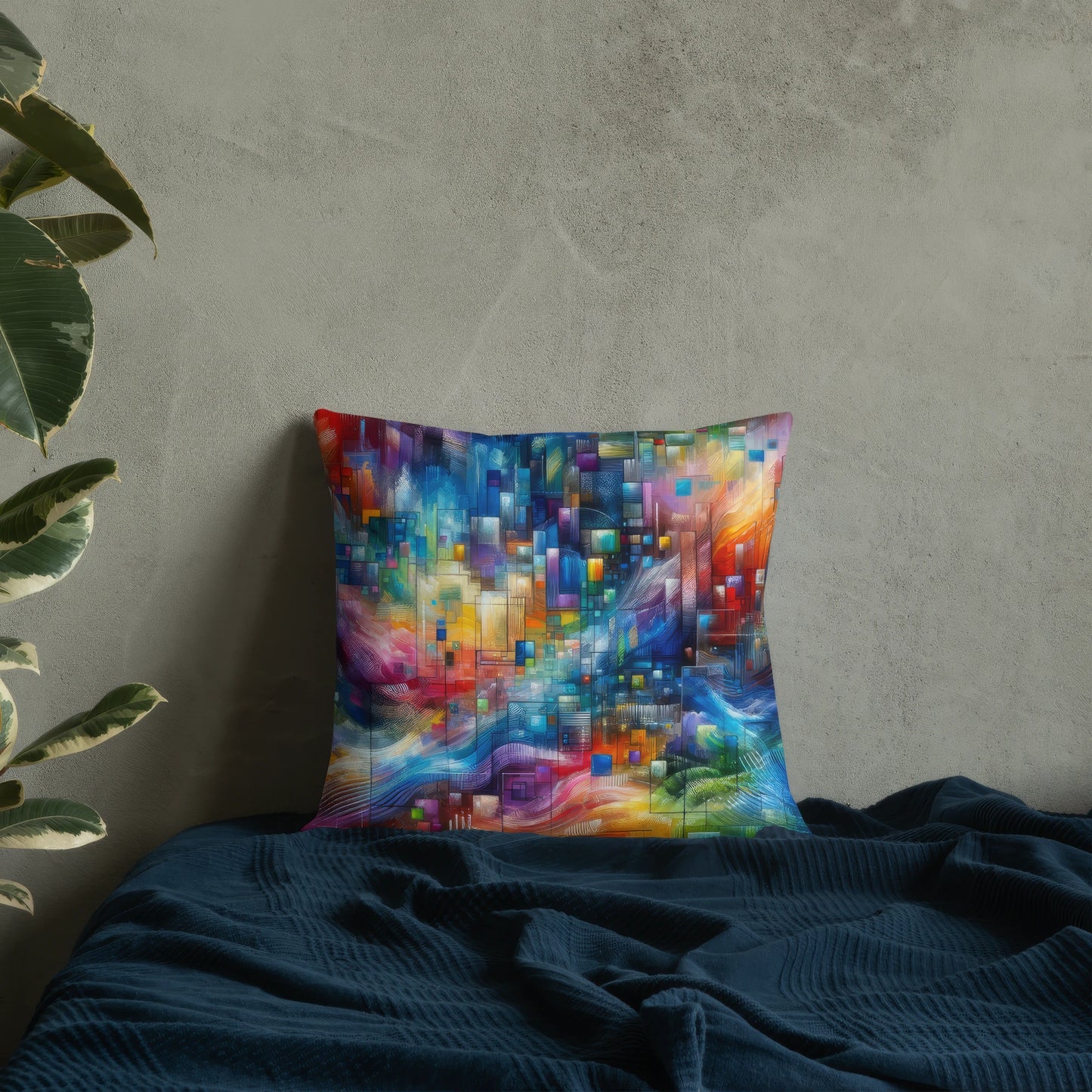 Abstract Art Pillow: Data Spectrum Symphony