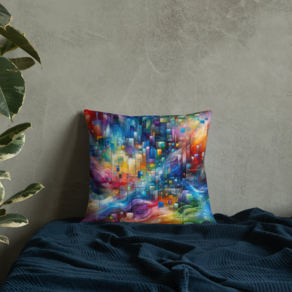 Abstract Art Pillow: Data Spectrum Symphony