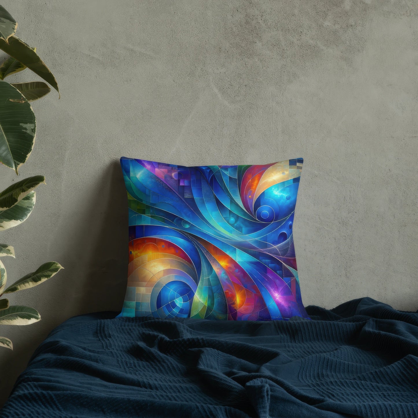 Abstract Art Pillow: Futurescape Tapestry