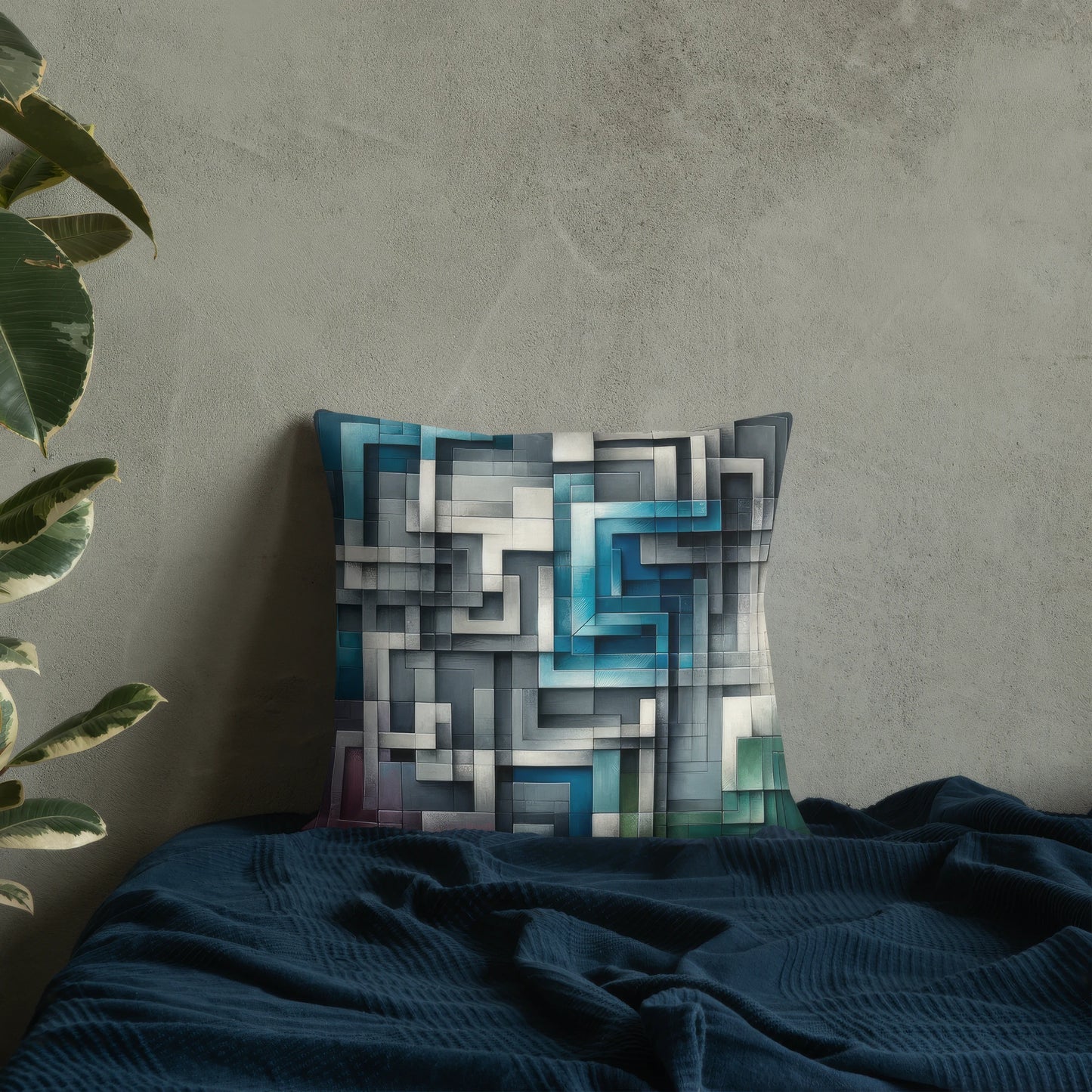 Abstract Art Pillow: Analytical Depth