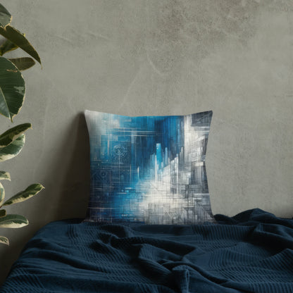 Abstract Art Pillow: Blueprints of Tomorrow