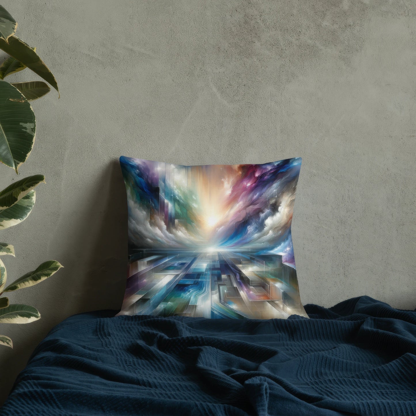 Abstract Art Pillow: Visionary Horizons