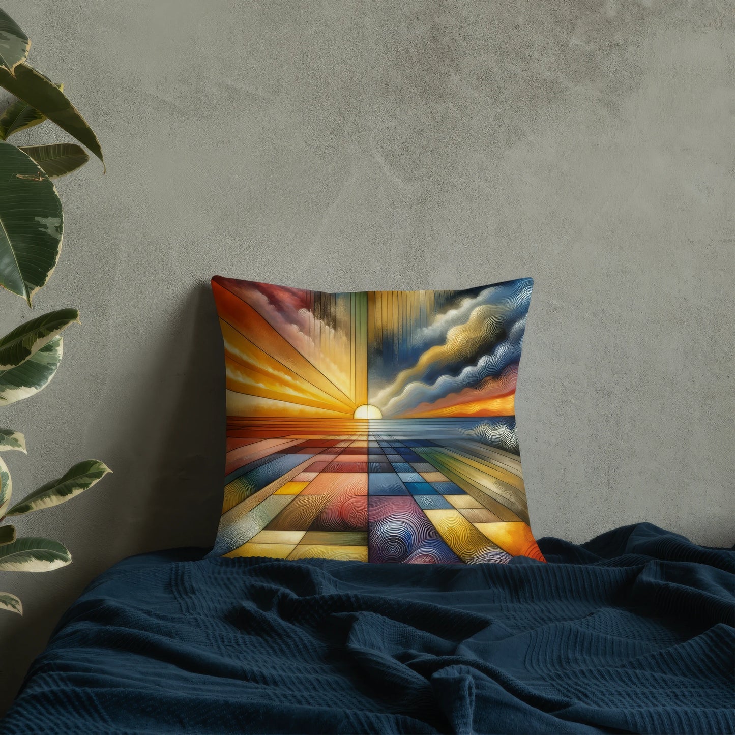 Abstract Art Pillow: Harmony of Horizons