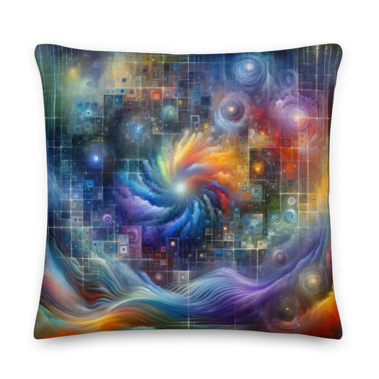 Abstract Art Pillow: Digital Dreamscape Mosaic