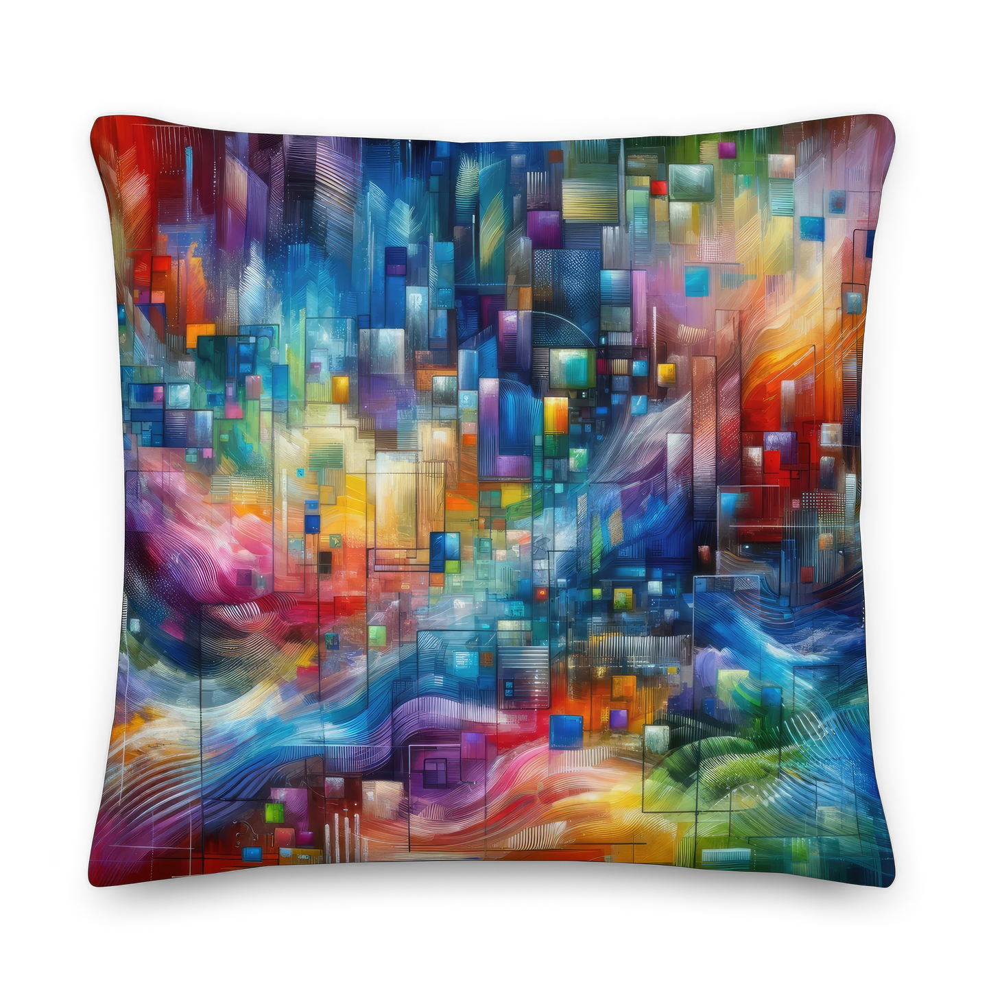 Abstract Art Pillow: Data Spectrum Symphony