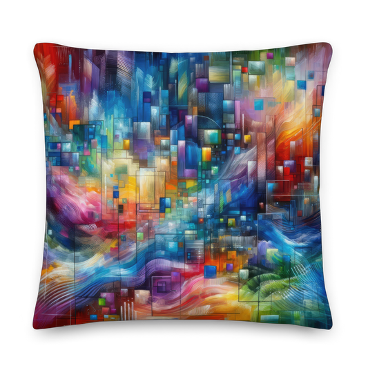 Abstract Art Pillow: Data Spectrum Symphony