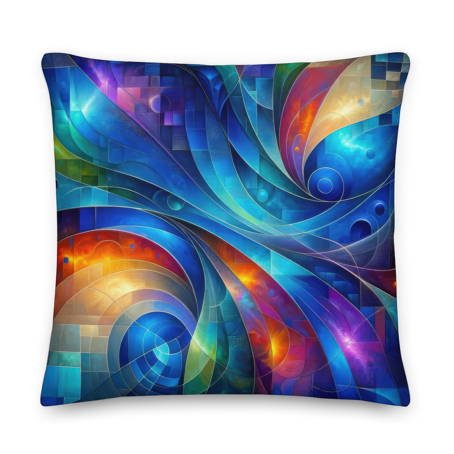 Abstract Art Pillow: Futurescape Tapestry