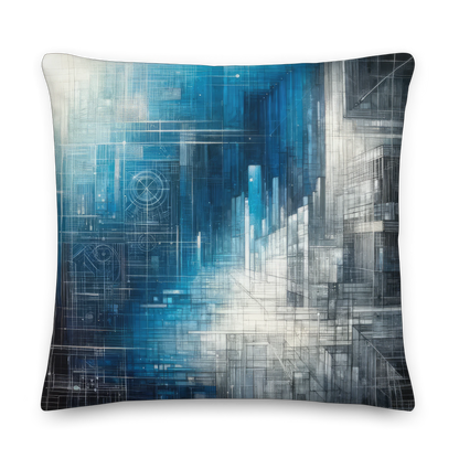 Abstract Art Pillow: Blueprints of Tomorrow