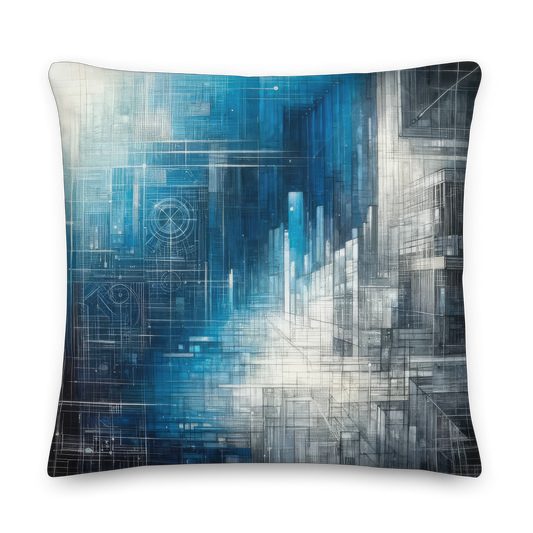 Abstract Art Pillow: Blueprints of Tomorrow