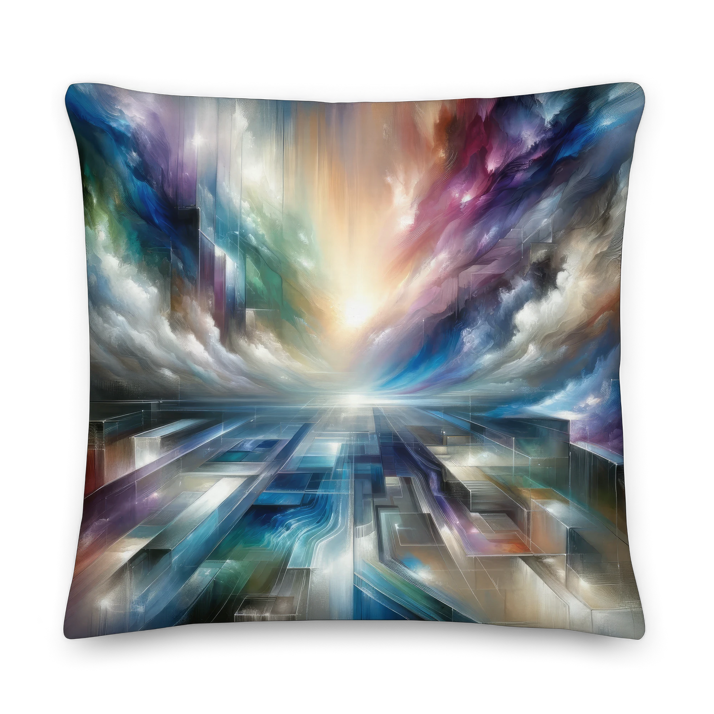 Abstract Art Pillow: Visionary Horizons