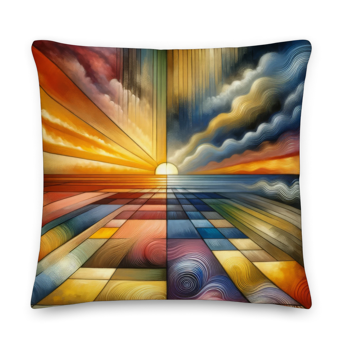 Abstract Art Pillow: Harmony of Horizons