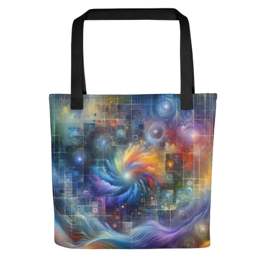 Abstract Art Tote Bag: Digital Dreamscape Mosaic