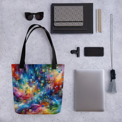 Abstract Art Tote Bag: Data Spectrum Symphony