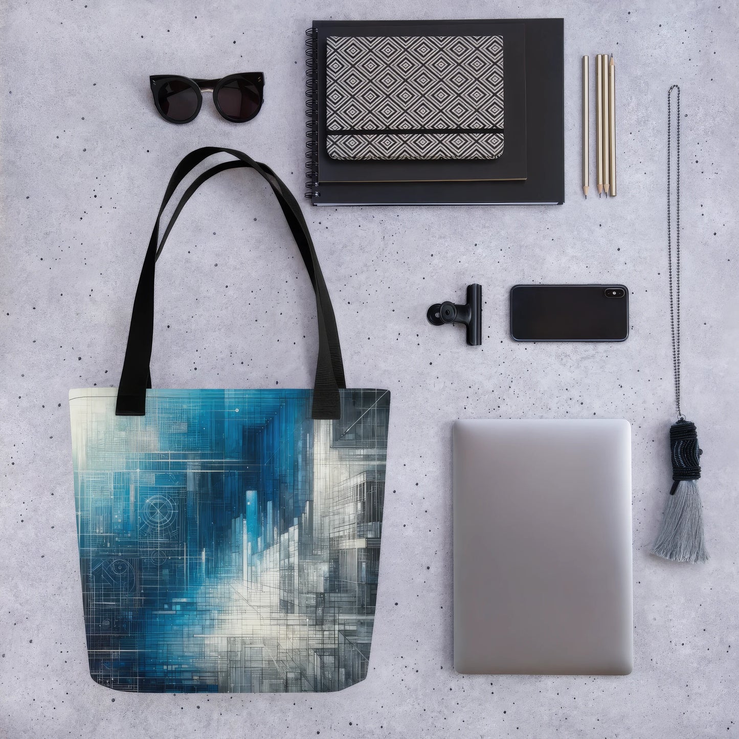 Abstract Art Tote Bag: Blueprints of Tomorrow