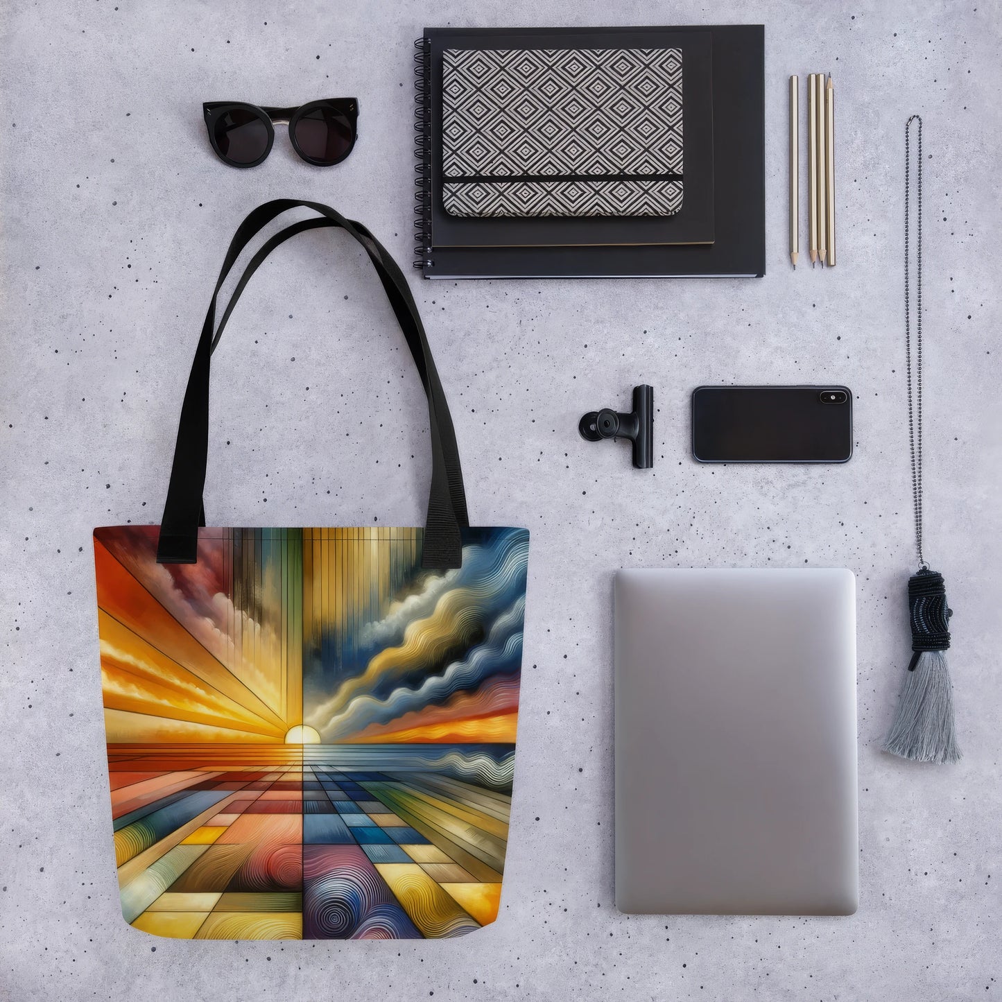 Abstract Art Tote Bag: Harmony of Horizons