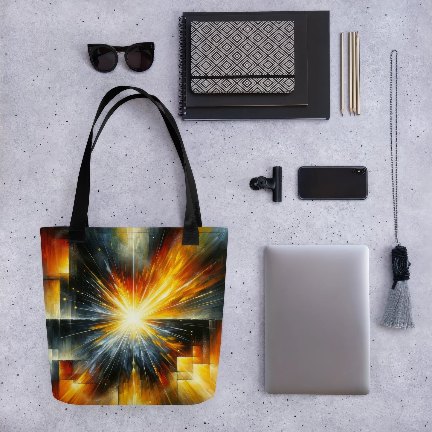 Abstract Art Tote Bag: Resolute Radiance