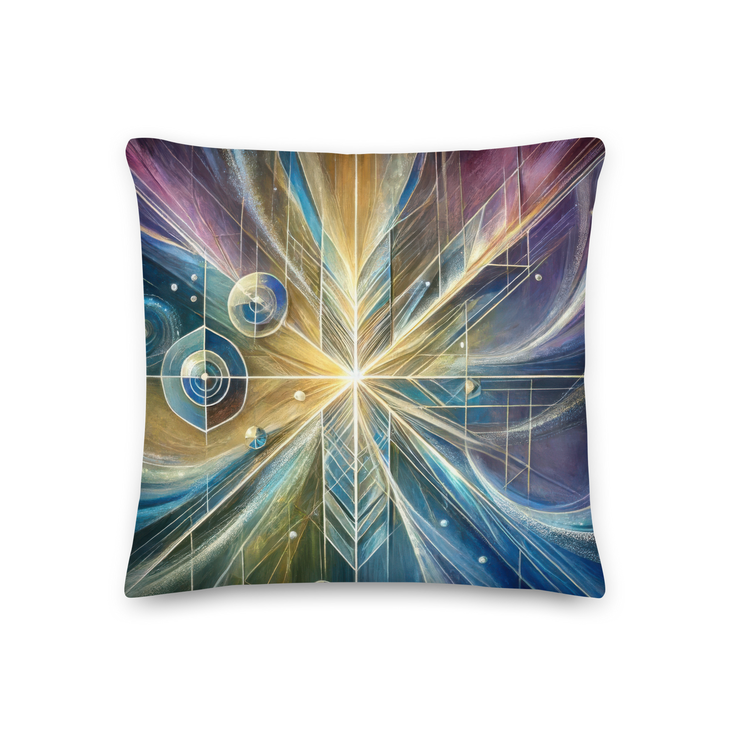 Abstract Art Pillow: Reflective Convergence