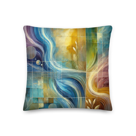 Abstract Art Pillow: Poised Reflections