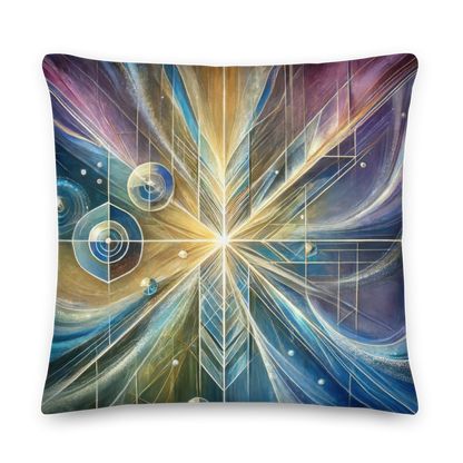 Abstract Art Pillow: Reflective Convergence