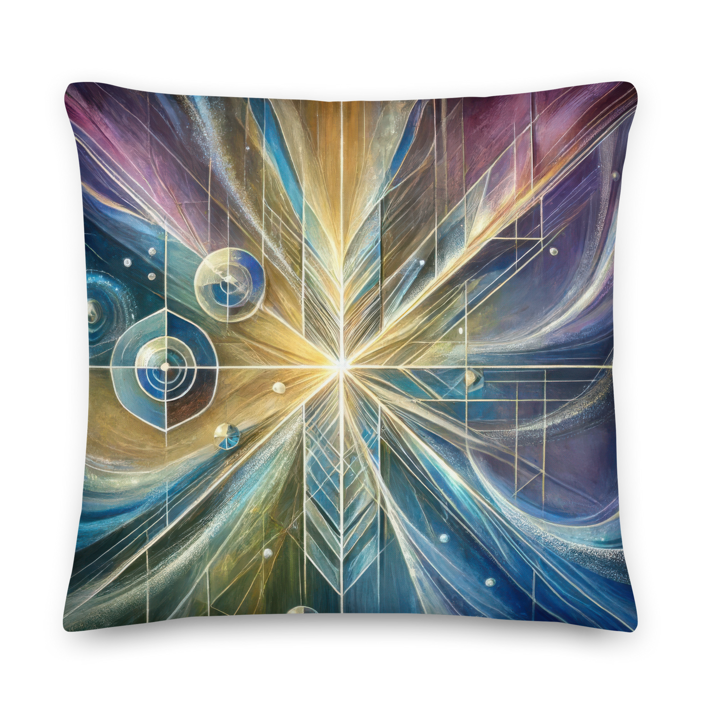 Abstract Art Pillow: Reflective Convergence