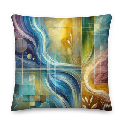 Abstract Art Pillow: Poised Reflections