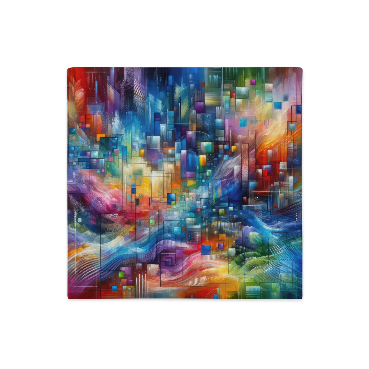Abstract Art Pillow Case: Data Spectrum Symphony (Cover Only)