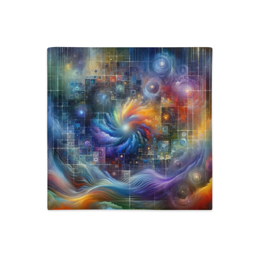 Abstract Art Pillow Case: Digital Dreamscape Mosaic (Cover Only)