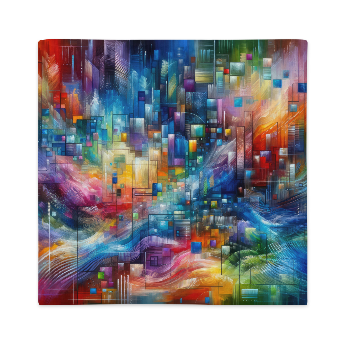 Abstract Art Pillow Case: Data Spectrum Symphony (Cover Only)